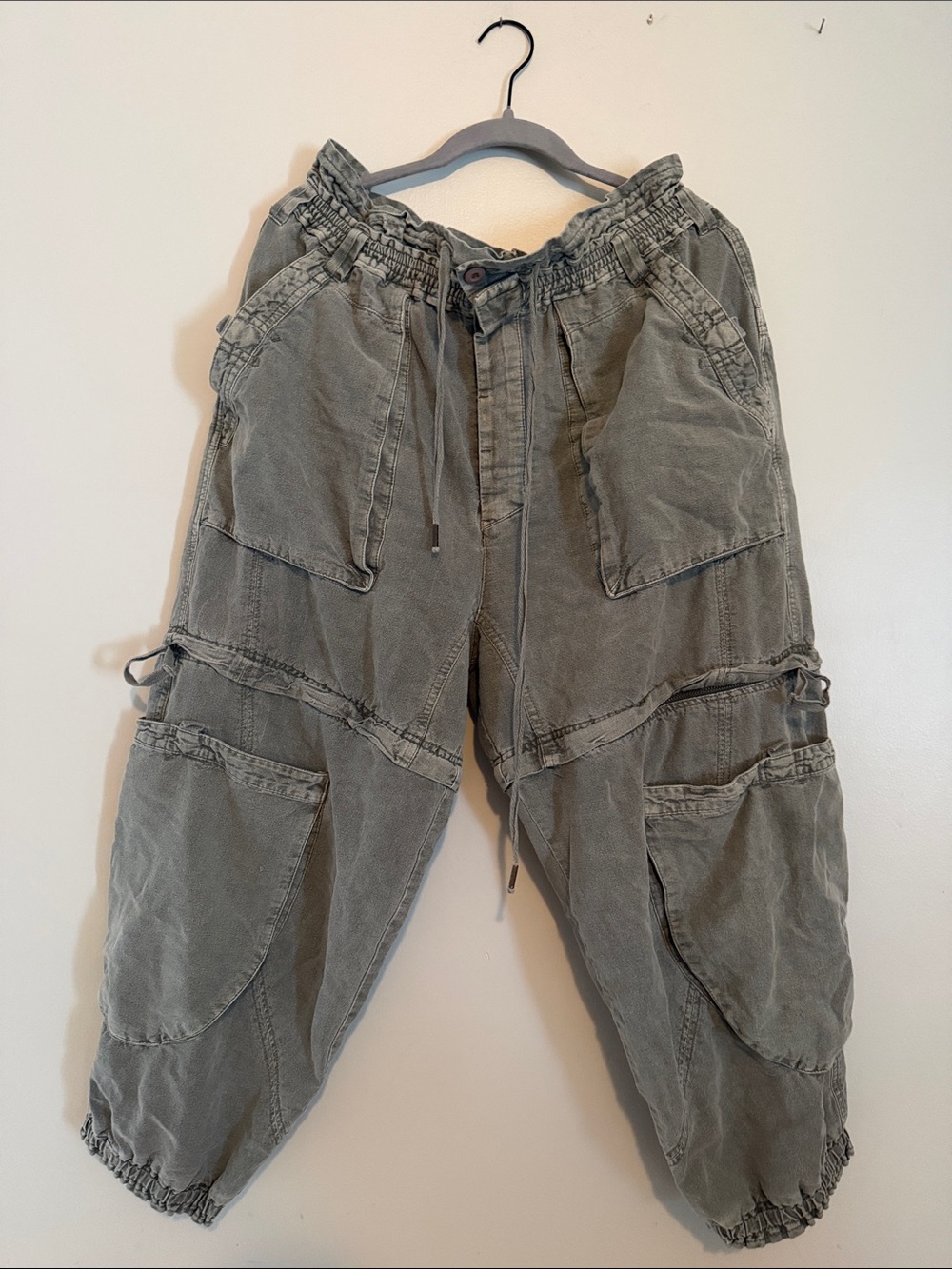 Free People Olive Green Cargo Jogger Pants - Casual Utility Style